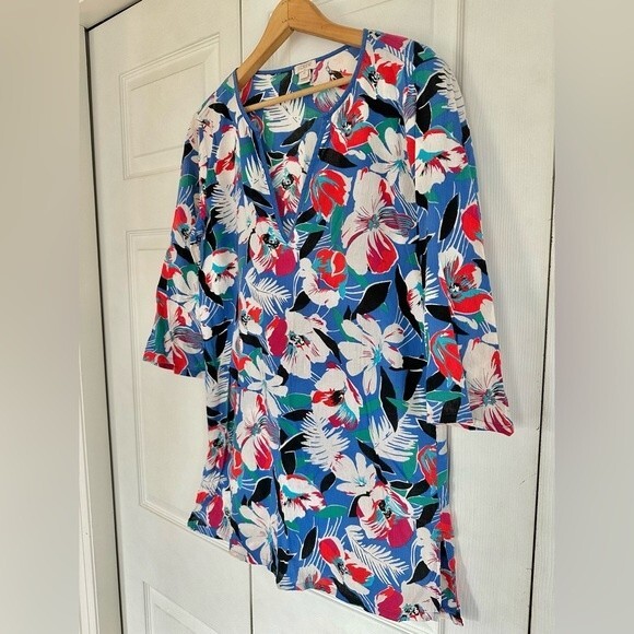 J. Crew floral tunic women’s top size XS tropical flowers Hawaiian - Picture 5 of 7